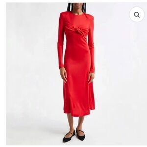 NWT FARM Rio Vibrant Red Long Sleeve Dress